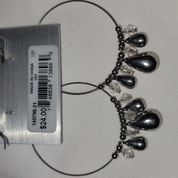 Guess Hoop Earrings w/ Dangling Rhinestones - Picture 4 of 5